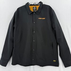 Can-Am Coach Jacket Mens XL Black Wind Water Resistant BRP 454547 Snap Front
